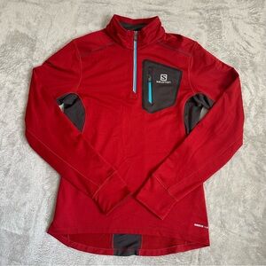 Salomon AdvancedSkin Red Pullover Size Small Thumbholes